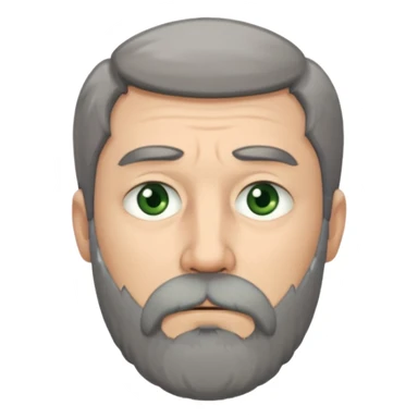 Greenish grey eyed adult man with sad eyes, poor short dark grey hair and a very long beard hanging. Pale skin. He's serious and looks tired. Make sure his hair and beard are both dark grey. sticker