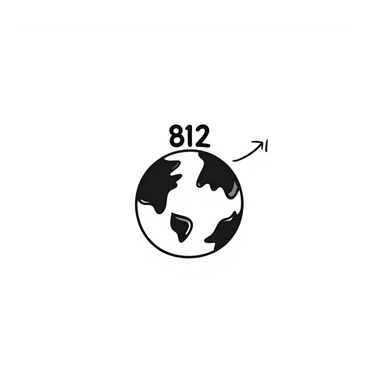 Earth globe with continents shaped like 812 and "812" text label on the globe sticker