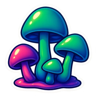 alien mushrooms. make a bunch of mushroom patches like the attached sticker