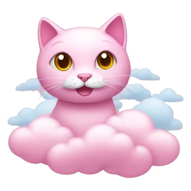Pink cat in clouds sticker