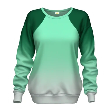 Hyper Realistic isolated cold shoulder mint green and forest green ombre long sleeve tunic sweat shirt . sticker