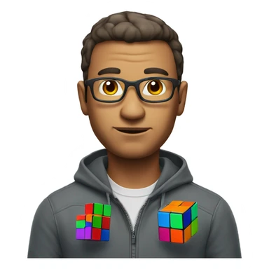 man with a rubiks cube head sticker