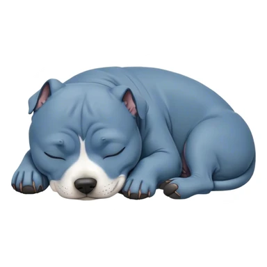 Meme-Worthy Cute Sleeping Blue Staffordshire Bull Terrier Portrait Emoji, Head resting peacefully with a contented smile, showcasing a delightfully compact build and a luxuriously soft blue Fur, eyes shut in a serene nap, Simplified yet hilariously adorable features, highly detailed, glowing with a soft, drowsy light, high shine, relaxed and utterly lovable, stylized with an air of playful laziness, bright and heartwarming, soft glowing outline, capturing the essence of a comically sleepy guardian, so meme-worthy it feels like it could instantly become the next viral sensation of adorable slumber! sticker
