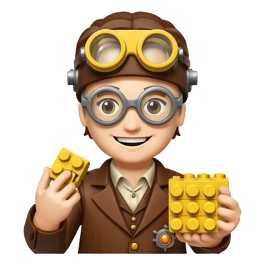 Steampunk Inventor yellow lego toy sticker