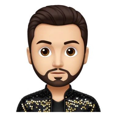 Chris Kirkpatrick from 'N Sync with dark brown hair, black sequin outfit, light skin sticker