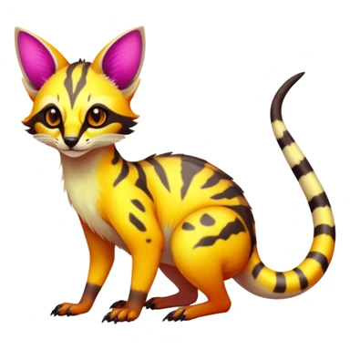 Exotic randomly colored colorful light cute lush neon-colored brightly colored Fakémon-Fionbri-Vernid-Genet-creature with markings (full body) sticker