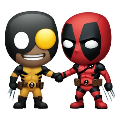Deadpool and Wolverine holding hands sticker