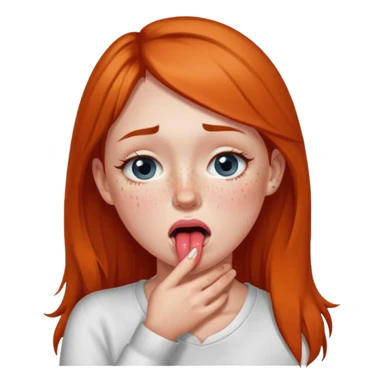 a girl holding her neck sticking her tongue out with tears sticker