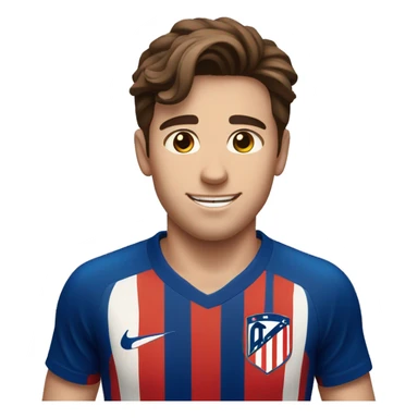A young man with brown hair tupe and a atlético de Madrid Shiry sticker