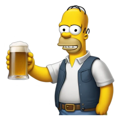 Homer Simpson tenant une bière sticker