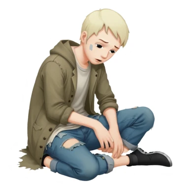 A guy begging on his hands and knees sticker