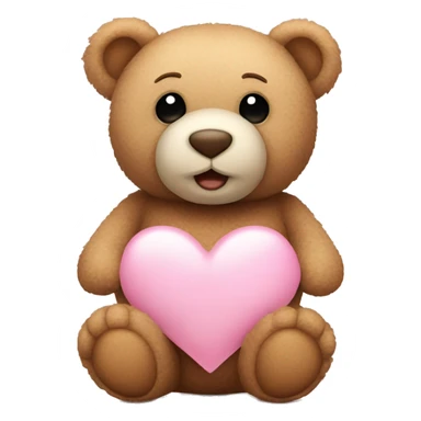 Teddy bear in front of light pink heart sticker
