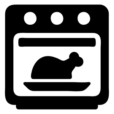 oven solid filled icon with food inside sticker