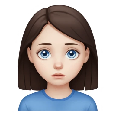 sad brunette blue eyed girl  sticker