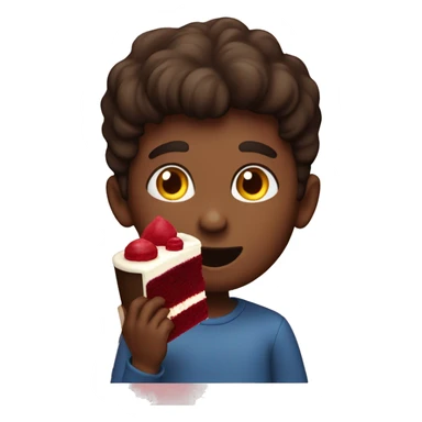 boy eating a red velvet cake  sticker