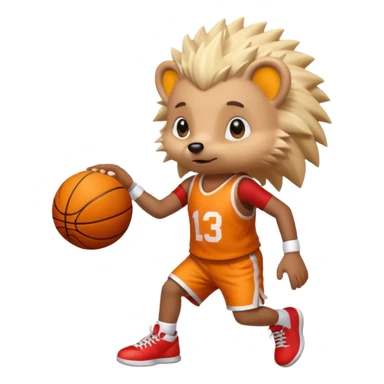 blonde hedgehog playing basketball sticker