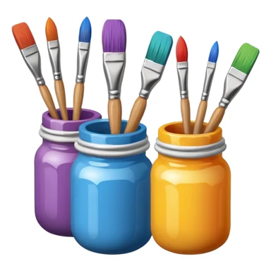 paint jars with a brush next to them sticker