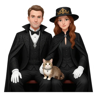 magician couple and their pet cat sticker