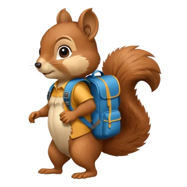 a squirrel walking with a backpack
 sticker
