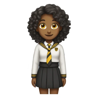  girl with long curly hair wearing Hufflepuff school uniform sticker