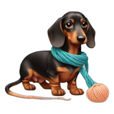 Daschund with yarn sticker