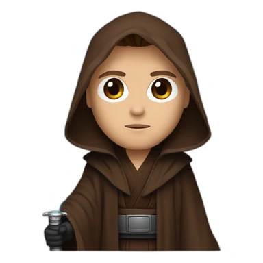 Dark side anakin skywalker (scar over right eye) (brown hooded robe) (portrait, front facing) (blue lightsaber) sticker