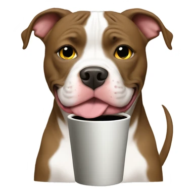 Cute pit bull with coffee mug  sticker