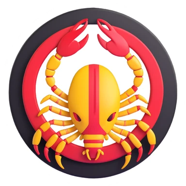 3D circular pattern, red-yellow, stylized scorpion motif, Abarth style, without brand name sticker