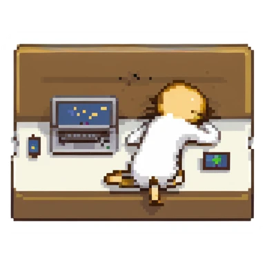 stick figure asleep at his laptop sticker