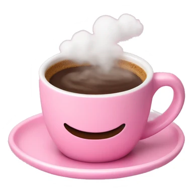 Frothed hot coffee in pink cloud mug and saucer sticker