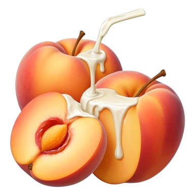 There is a lot of milk on the cut peaches. sticker