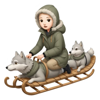 wolves pulling person on sled sticker