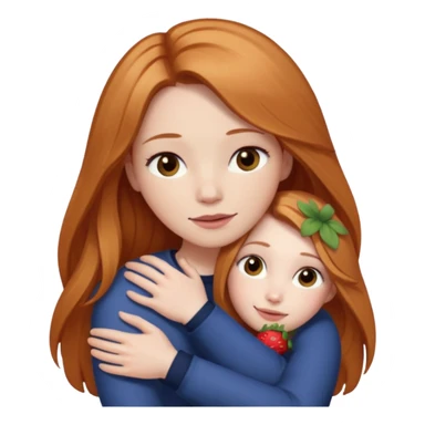 girlfriend with long dark strawberry blonde hair middle part with brown eyes giving hug sticker