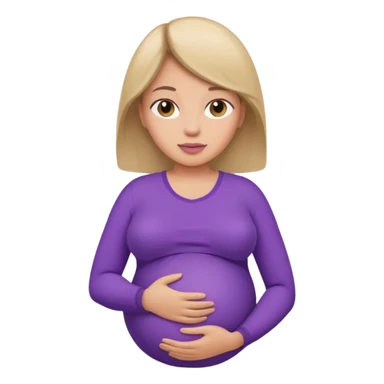 Pregnant woman wearing purple  sticker