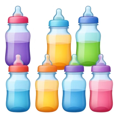 set of baby bottles in different colors and sizes sticker