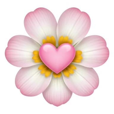 white flower with mini pink heart center sticker
