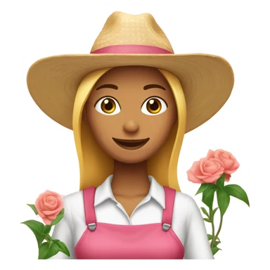 Una chica con un overol rosa y un sombrero de jardinera blanco sticker