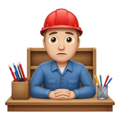Annoyed worker working at a desk sticker
