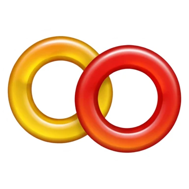 emoji de 2 gomitas en forma de aro una colo rojo y otra amarillo de gran grosor sticker