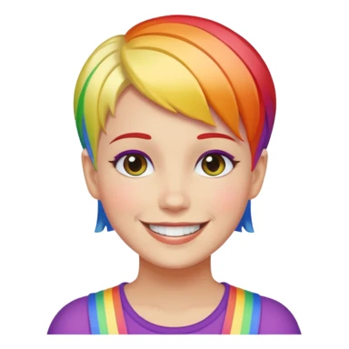 White lesbian with short hair rainbow coloured skin sticker