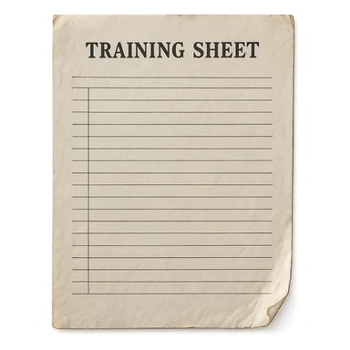 training sheet with realistic details, hyperrealistic 3D style, high resolution, white background sticker