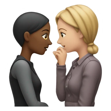 One woman whispers into the ear of another woman closing by hand sticker