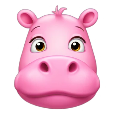 pink hippo surprised sticker