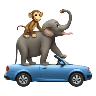 monkey holding a baby on a car on top of an elephant  sticker