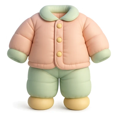 cushion style pajamas set with buttons and collar, cozy and rounded shapes, pastel palette sticker