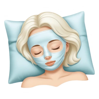 Girl sleeping peacefully with a white beauty face mask on, self care routine sticker