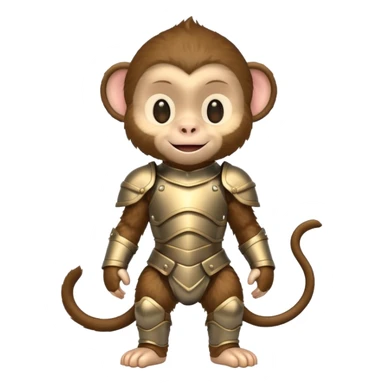 baby monkey in armor, full body, smile sticker
