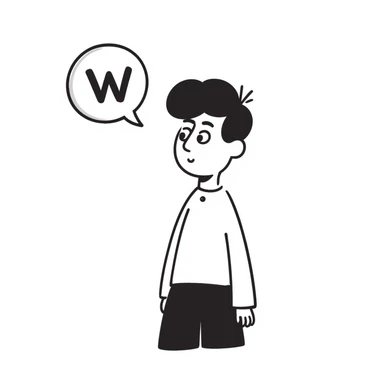 Hispanic teenager with black buzzcut hair, no facial hair, clear expressive style, speech bubble saying 'W' sticker