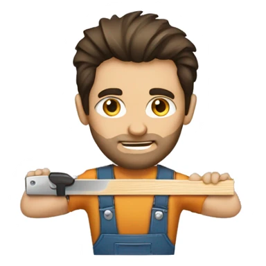 Woodworker with miter saw caucasian dark hair sticker