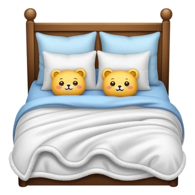 cozy bed with pillows and blanket sticker